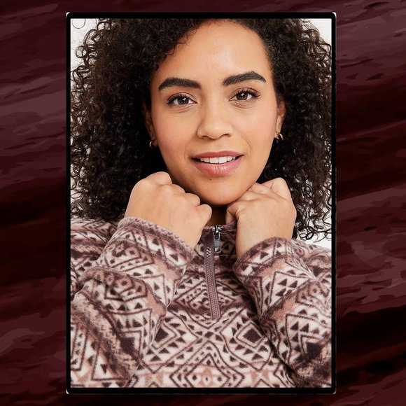 Maurice's Plus Size Geo Print 1/4 Zip Fleece Sweatshirt 0X - Picture 5 of 10